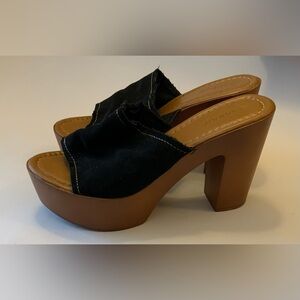 Stylish Black and Brown Women's Platform Mules